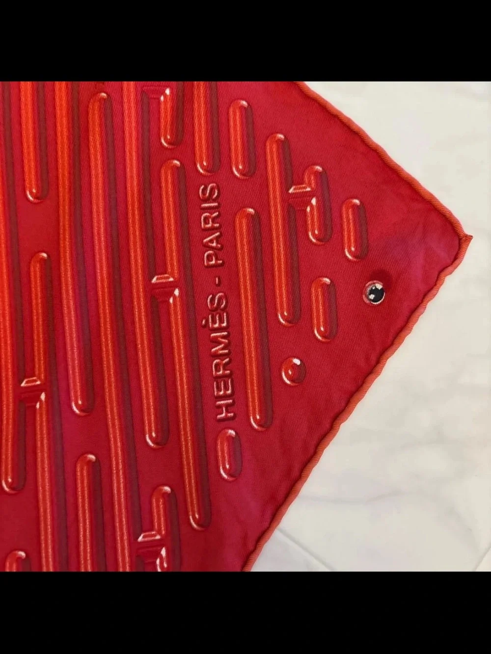 Hermes Red Quilted Silk Scarf
